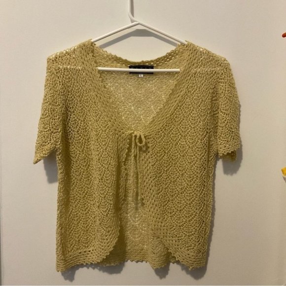 Vintage  Y2k Crochet open front tie cardigan - Picture 6 of 6